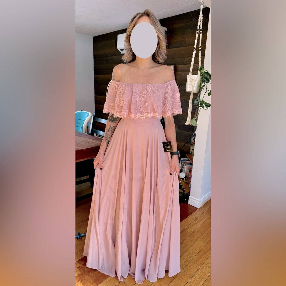 Dusty Lavender Off-The-Shoulder Dress